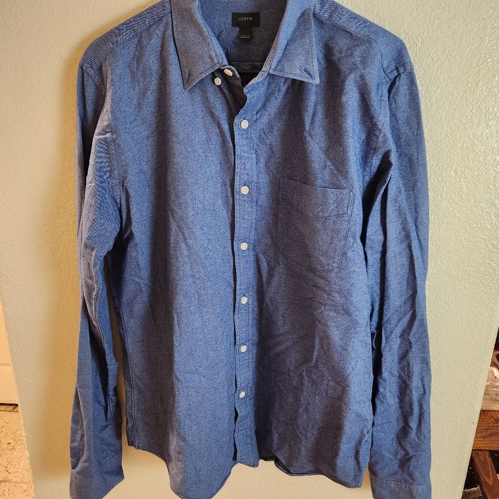 J. Crew Men's Oxford Slim Blue Button Front Long Sleeve Shirt Large